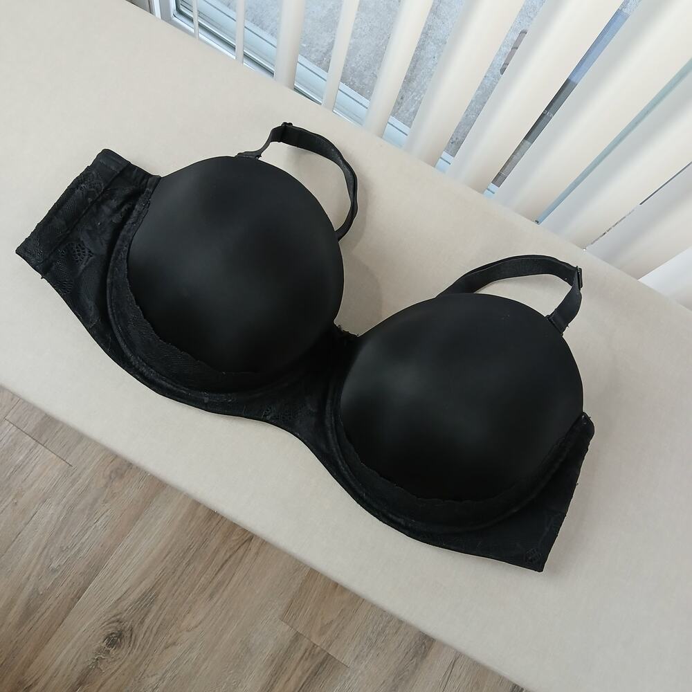 Torrid Curve Strapless Push-up Smooth Bra 46F black underwire multiway 10447144